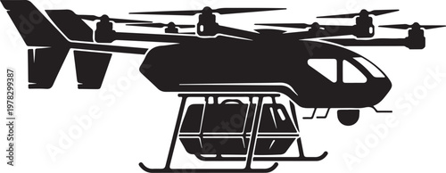 Black helicopter, helicopter silhouette, aircraft icon, vector illustration, transport symbol