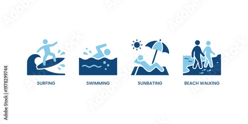Vector Beach Activities Icon Set