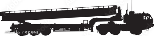 Truck, semi-truck, trailer, black silhouette, vector, transportation, heavy vehicle