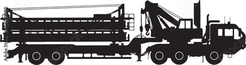 Industrial truck, heavy duty vehicle, construction equipment, silhouette icon