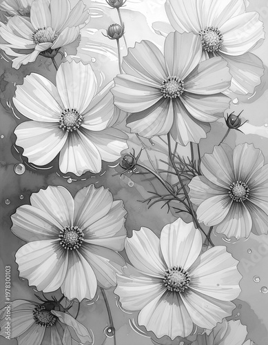 coloring pages of cosmos flowers on water, part 4