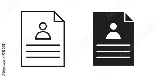 Resume icon vector flat linear pack on white background