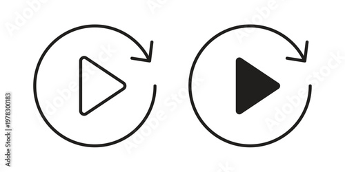 Replay icon vector flat linear pack on white background