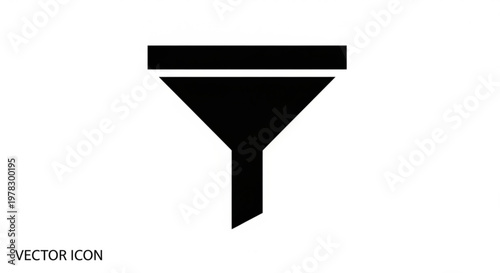 A minimalist vector icon of a funnel on a white background, representing filtering and conversion processes.
