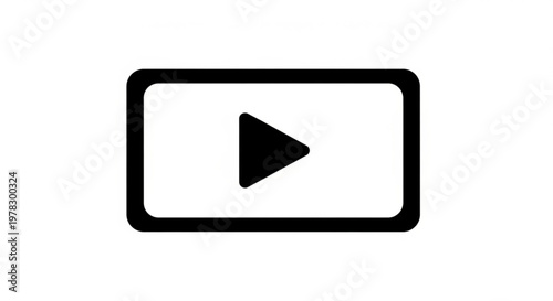 Free Download A minimalist play button icon in a rectangular shape with a black outline and a white background - GFXLoad