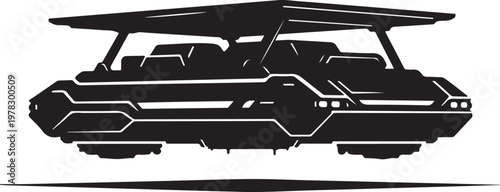Futuristic, black, vector spaceship, sci-fi vehicle, futuristic transport