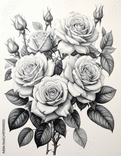 coloring pages of roses bouquet, part 1