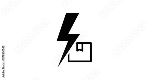 Free Download A minimalist vector graphic icon of a lightning bolt striking a bookmarked document - GFXLoad