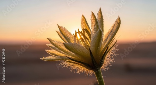Close-Up of Delicate Flower Against Soft Sunrise Backdrop