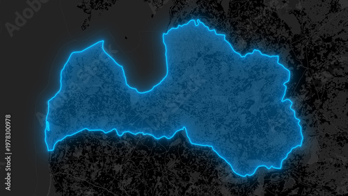 Photos Stylized Blue Glow Map on Dark Background High Resolution Digital Graphic - Latv