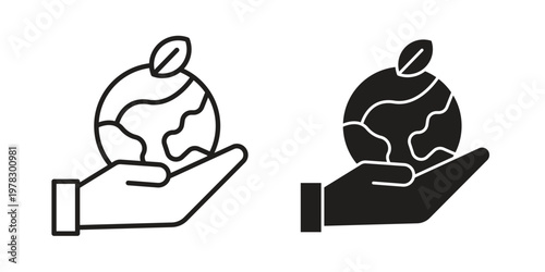 Save environment icon vector flat linear pack on white background