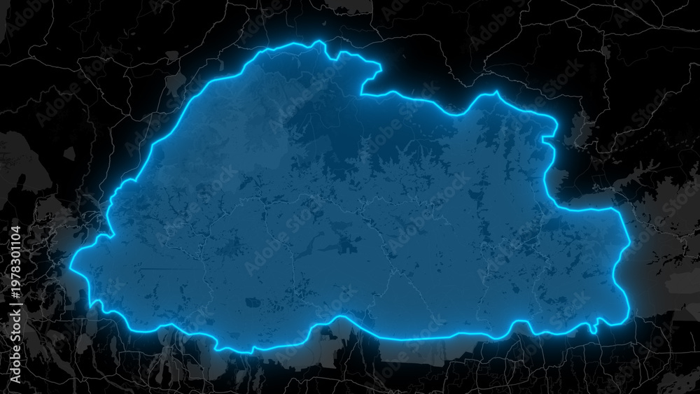 Obraz premium Stylized Blue Glow Map on Dark Background High Resolution Digital Graphic - Bhutan