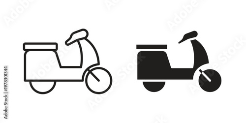 Scooter bike icon vector flat linear pack on white background