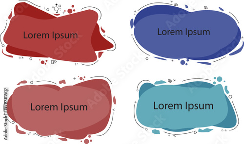 Set of four abstract fluid shapes with text placeholders for design