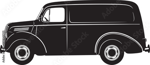 Vintage Van, Classic Delivery Truck, Black Car, Retro Vehicle