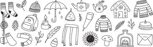 travel essentials and accessories flat design vector illustration