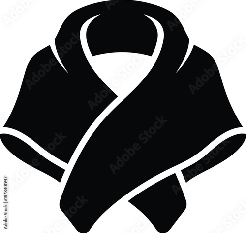 Silhouette flowing scarf elegant winter fashion accessory vector illustration
