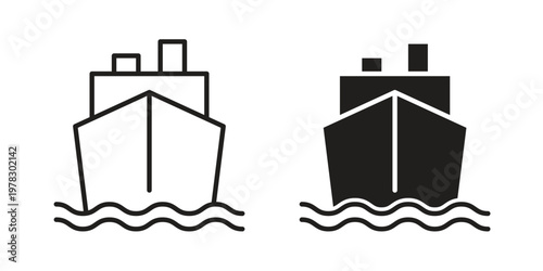 Ship icon vector flat linear pack on white background