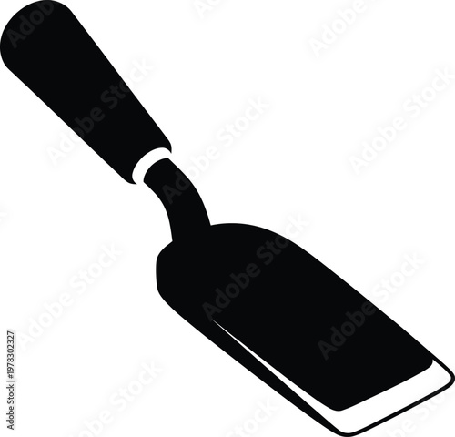 Silhouette of a garden trowel tool for digging and planting vector illustration