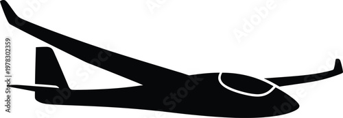 Silhouette of a modern glider airplane in flight vector illustration
