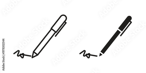 Signature icon vector flat linear pack on white background