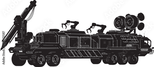 Industrial drilling rig, heavy machinery, construction equipment, vector illustration