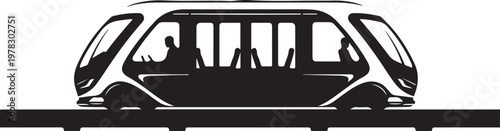 Monorail, futuristic train, transportation icon, vector illustration, public transit