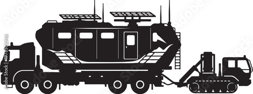 Mobile home, RV, trailer, truck, vector illustration