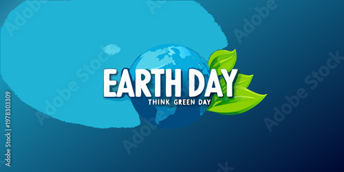 Celebrating earth day with a globe and fresh green foliage