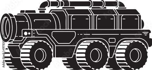 Black, vector military tank illustration, combat vehicle, armored warfare
