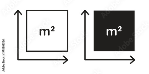 Square Meter icon vector flat linear pack on white background