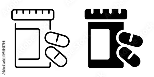 Pill Bottle And Capsules Icon