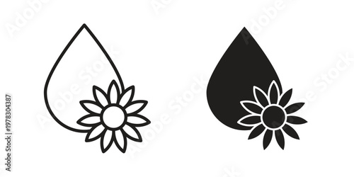 Sunflower oil icon vector flat linear pack on white background