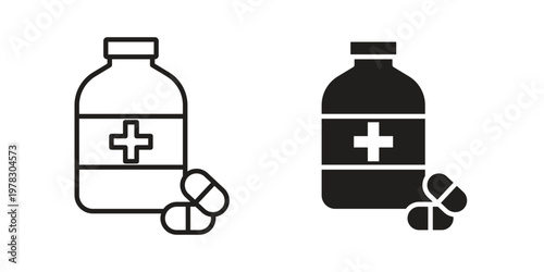 Supplement icon vector flat linear pack on white background