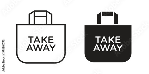 Take away food icon vector flat linear pack on white background