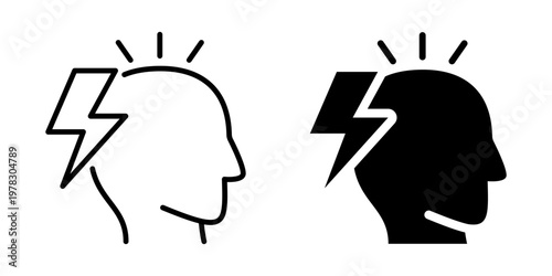 Head With Lightning Bolt Icon