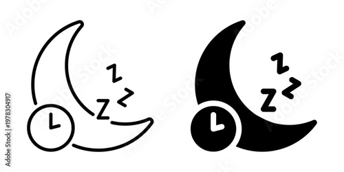 Moon and Clock Sleep Icon