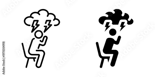 Person Under Storm Cloud Icon