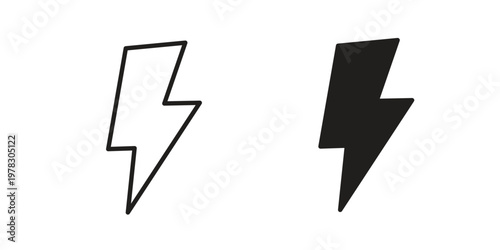Thunder bolt icon vector flat linear pack on white background