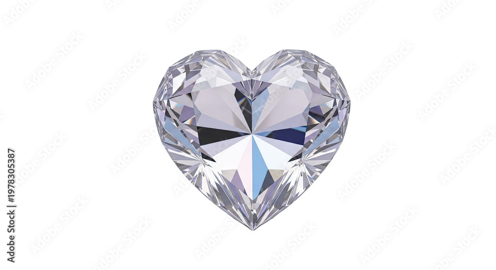 Fototapeta premium Heart-shaped diamond on a white background