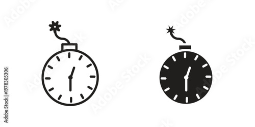 Time bomb icon vector flat linear pack on white background