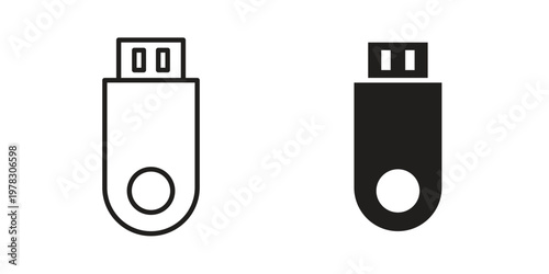 Usb icon vector flat linear pack on white background