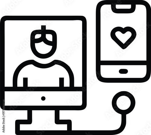 Abstract illustration: The illustration depicts the concept of digital connection and virtual affection, highlighting the modern ways people interact and express feelings in the digital world.