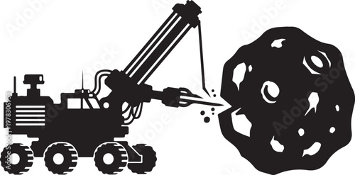 Industrial mining equipment, heavy machinery, excavator, asteroid mining, space exploration