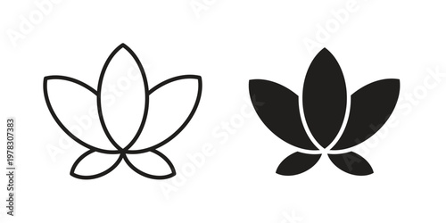 Water lily icon vector flat linear pack on white background