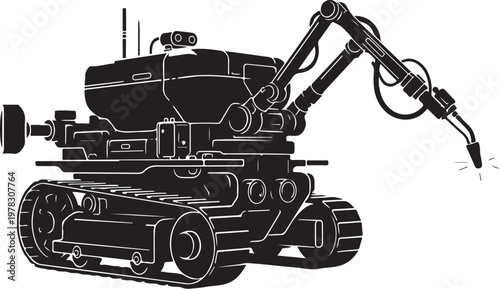 Industrial robotic arm, heavy machinery, construction equipment, mechanical excavator