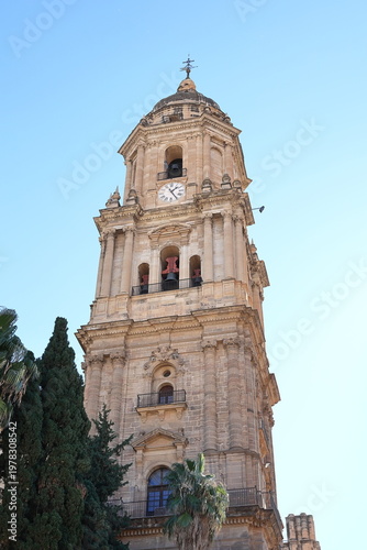 The North tower of the Cathedral of Malaga.  The cathedral was constructed between 1528 and 1782 although the south tower was never completed.