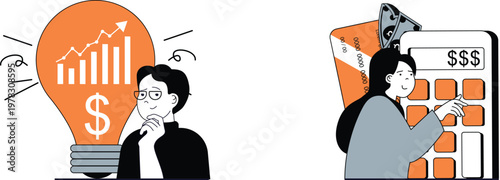 Man looking stressed while calculating expenses and bills