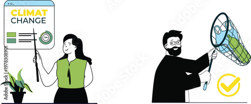 Two individuals showcasing commitment to climate change through sustainable actions