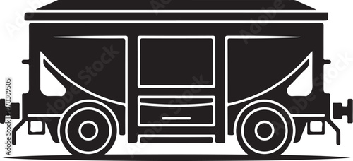 Black truck, vehicle icon, transportation symbol, cargo trailer